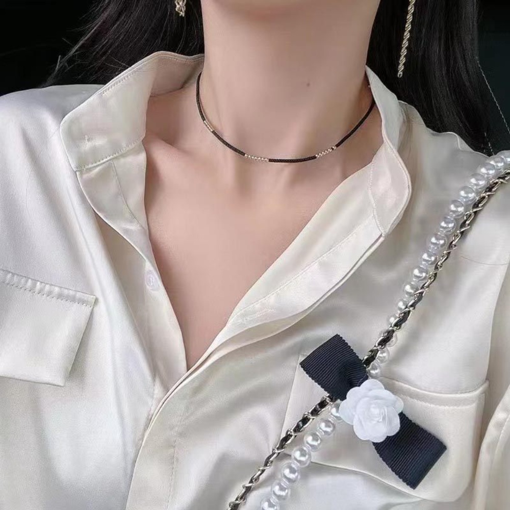 블랙 비즈 패션목걸이 남자연예인 예능 코디 레이어드 여름 힙한 Y2K - 상세 이미지 2