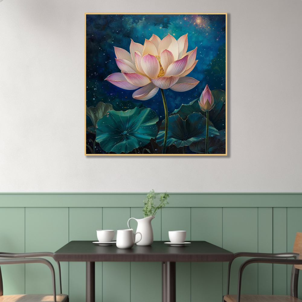 황금빛 연꽃 80x80cm 무광골드 알루미늄액자 연꽃그림 이미지 7