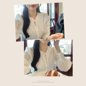 아르엘 아방 퍼프 타이 블라우스 bs7906 착용 후기 | 사이즈/핏 총정리 - 상품 이미지 4
