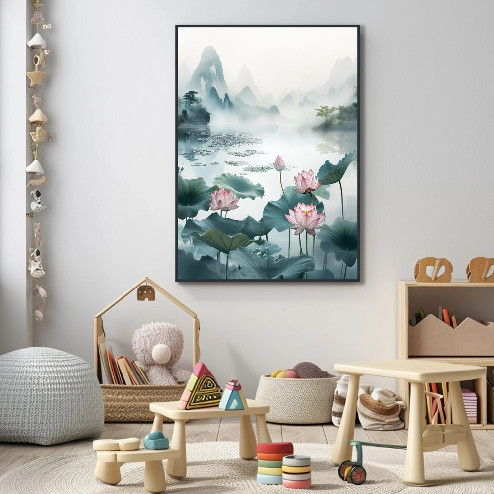 연꽃의서정 A1 59.4X84.1cm 무광골드 알루미늄액자 연꽃그림 이미지 7