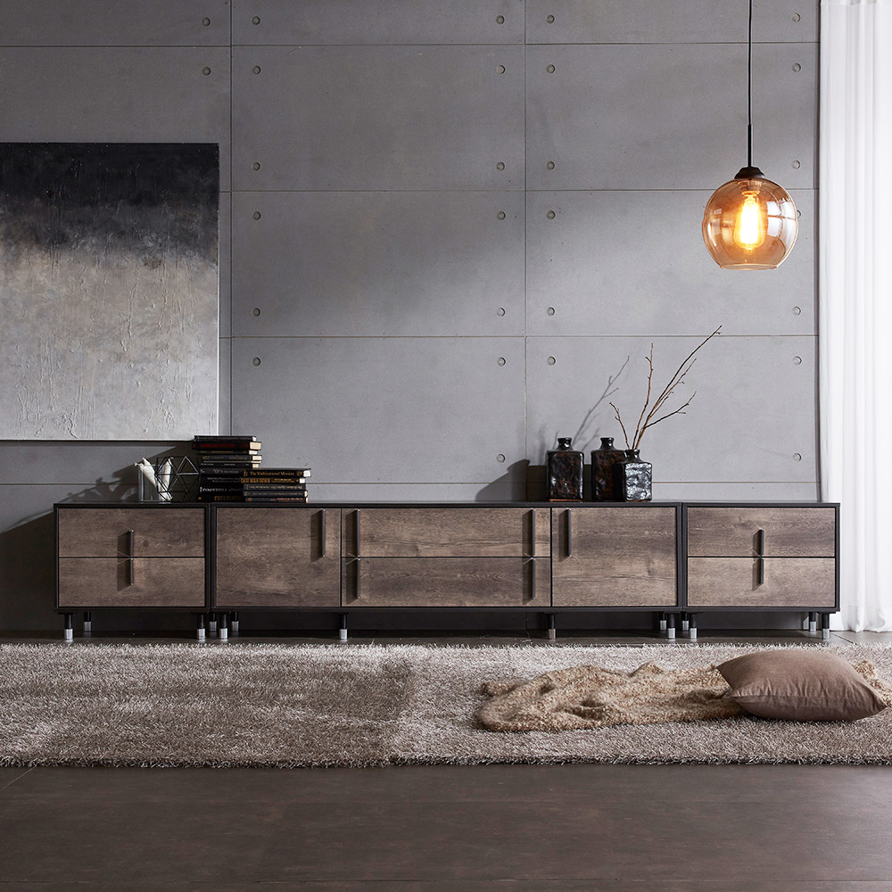 장인가구 에센 2단 서랍 TV 빈 다이 높은 거실장 1800