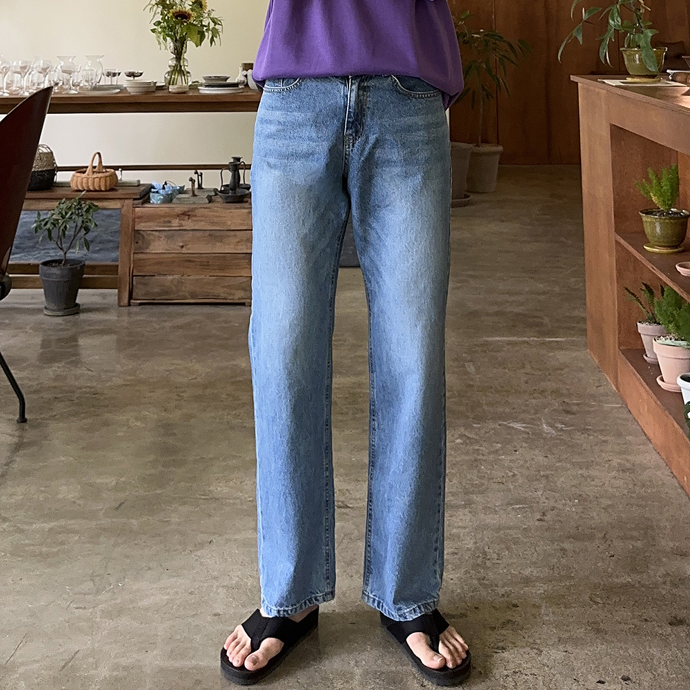 남자와이드청바지 데님 부츠컷 중청 남자 청바지