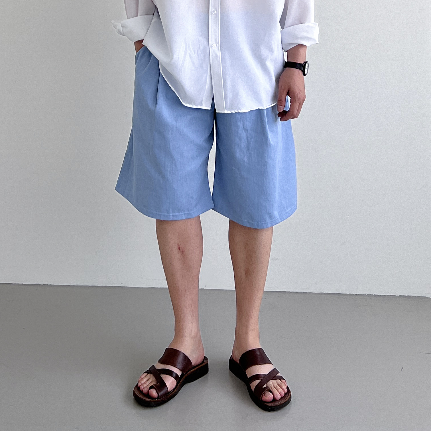 남자버뮤다팬츠 6부반바지 와이드반바지 - 상세 이미지 2