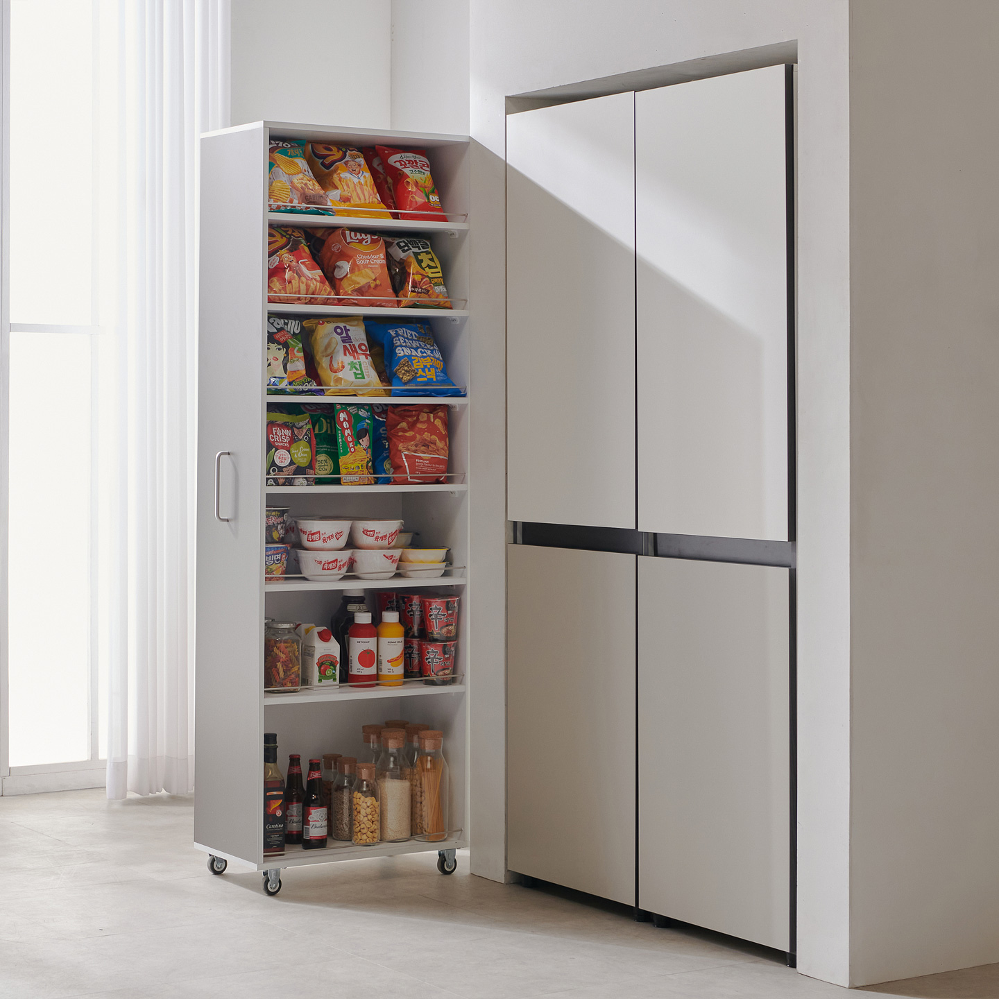 해피아이 컨실 냉장고 틈새수납장 틈새장 대형 160