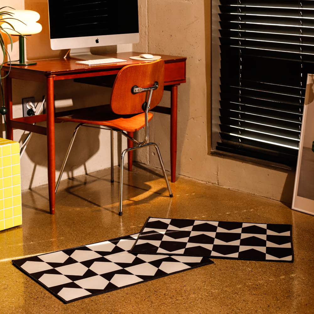 [에모프] 비비 체커보드 도어매트 주방 발매트 현관러그 50x70