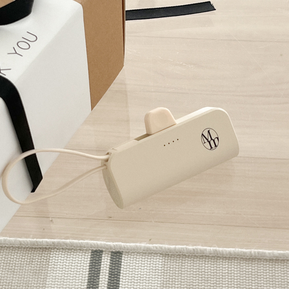 [mm] 베이직 디자인 베이지 도킹형 보조배터리 아이폰 갤럭시 미니 5000mAh - 상세 이미지 2