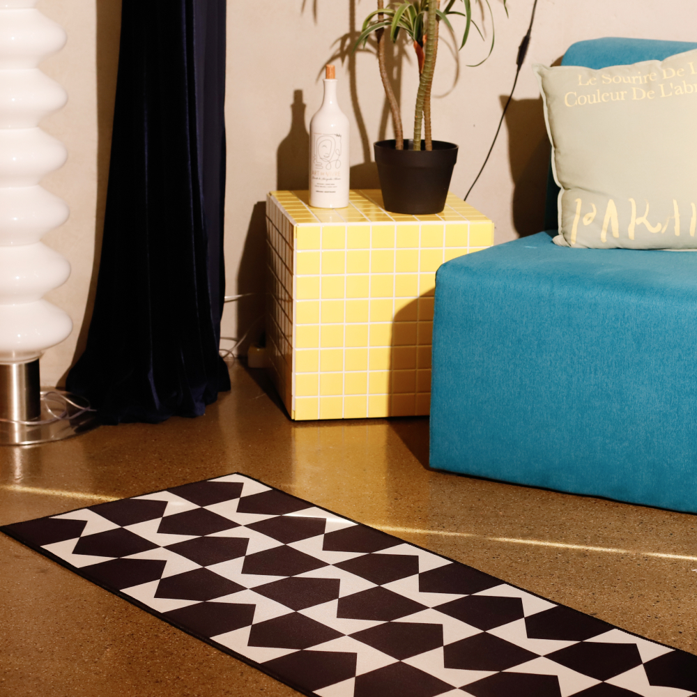 [에모프] 비비 체커보드 도어매트 주방 발매트 현관러그 50x70