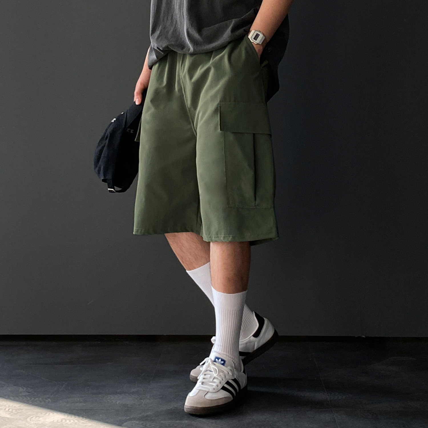 카고반바지 남자버뮤다팬츠 6부 나일론반바지 벌룬팬츠 - 상세 이미지 5