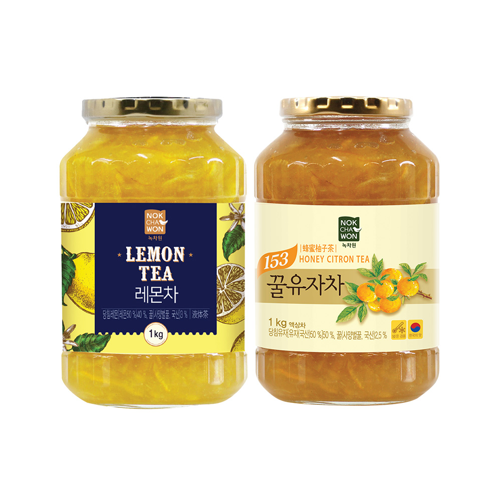 [녹차원] 겨울철 달달한 액상차 2종세트 유자차1KG + 꿀레몬차 1KG