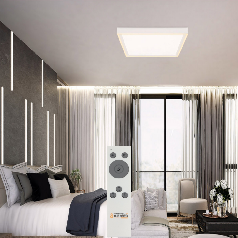 KS인증/무료+당일발송 리모컨방등 LED 사각 안 방등 전등 50W, 520X520 - 상품 이미지