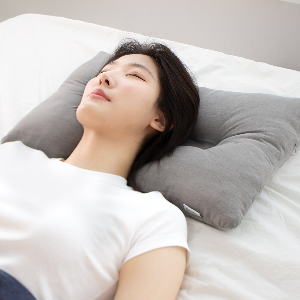 1+1 코튼샤워 도리도리 경추 베개 빨아쓰는 목주름 목디스크에 좋은 낮은베개 - 상세 이미지 3