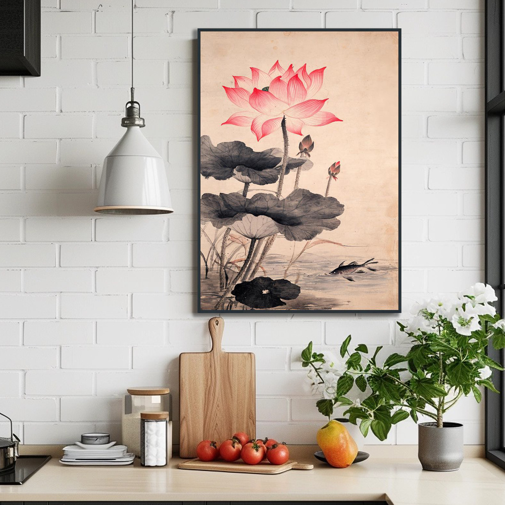 연꽃의서정 A1 59.4X84.1cm 무광골드 알루미늄액자 연꽃그림 - 상세 이미지 3