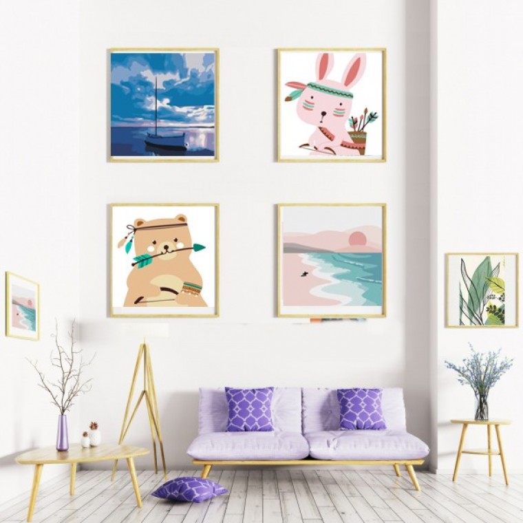 DIY 쉬운 유화그리기 세트 33종 소형 20x20유화그리기 DIY유화 직장인취미 명화그리기 DIY인테리어 유화그리기키트 그림그리기 캔버스유화 취미생활 DIY취미