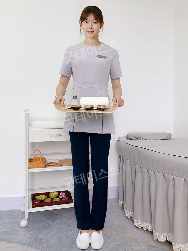 미용실 헤어샵 마사지샵 뷰티샵 반영구 유니폼 근무복 반팔 에스테틱 피부관리사 단체복 작업복 이미지 8