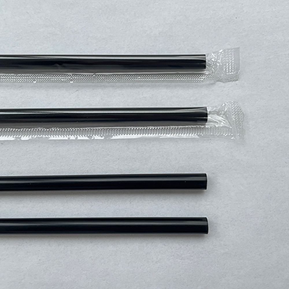 위생적인 개별포장 검정 플라스틱 롱 일자 빨대 7x250mm 500개 (5723) - 메인 이미지