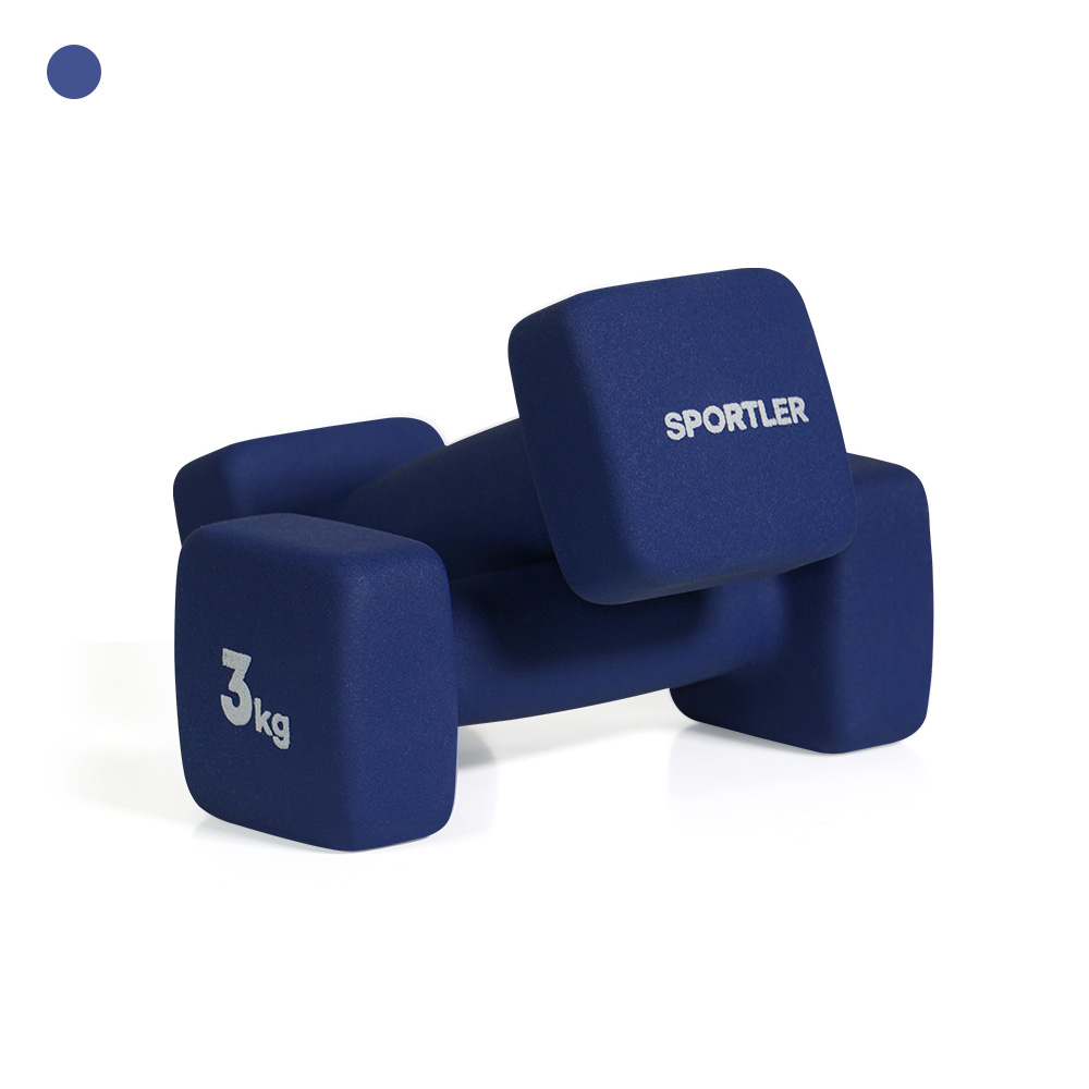 스포틀러 네오프렌 미용 아령 상체 근력 운동 사각 홈트 덤벨 무게별 세트 3kg, 2개 - 메인 이미지