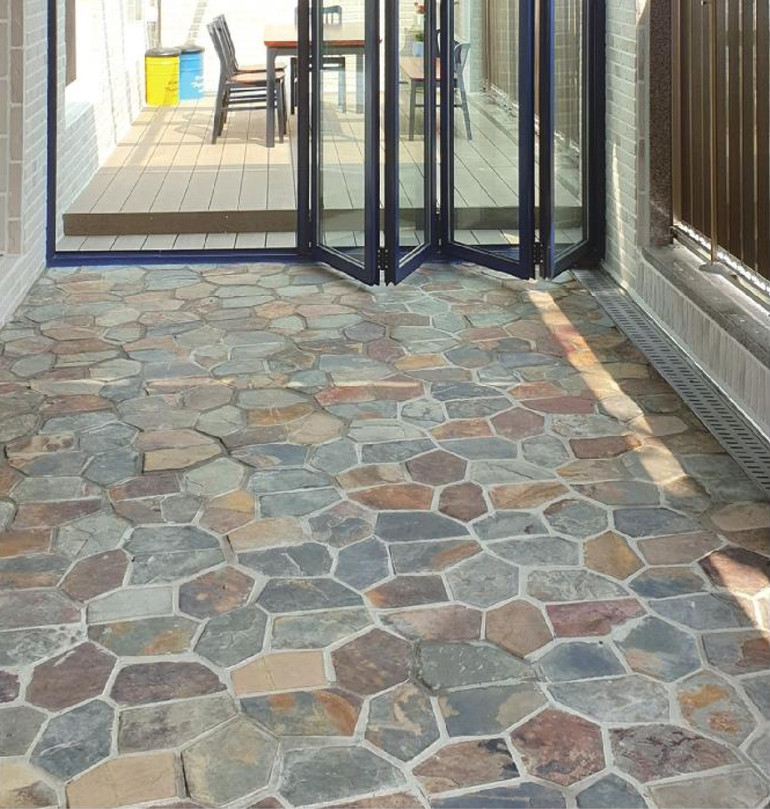 판암망바닥재 판석바닥타일 혼합색상 / 하다건재