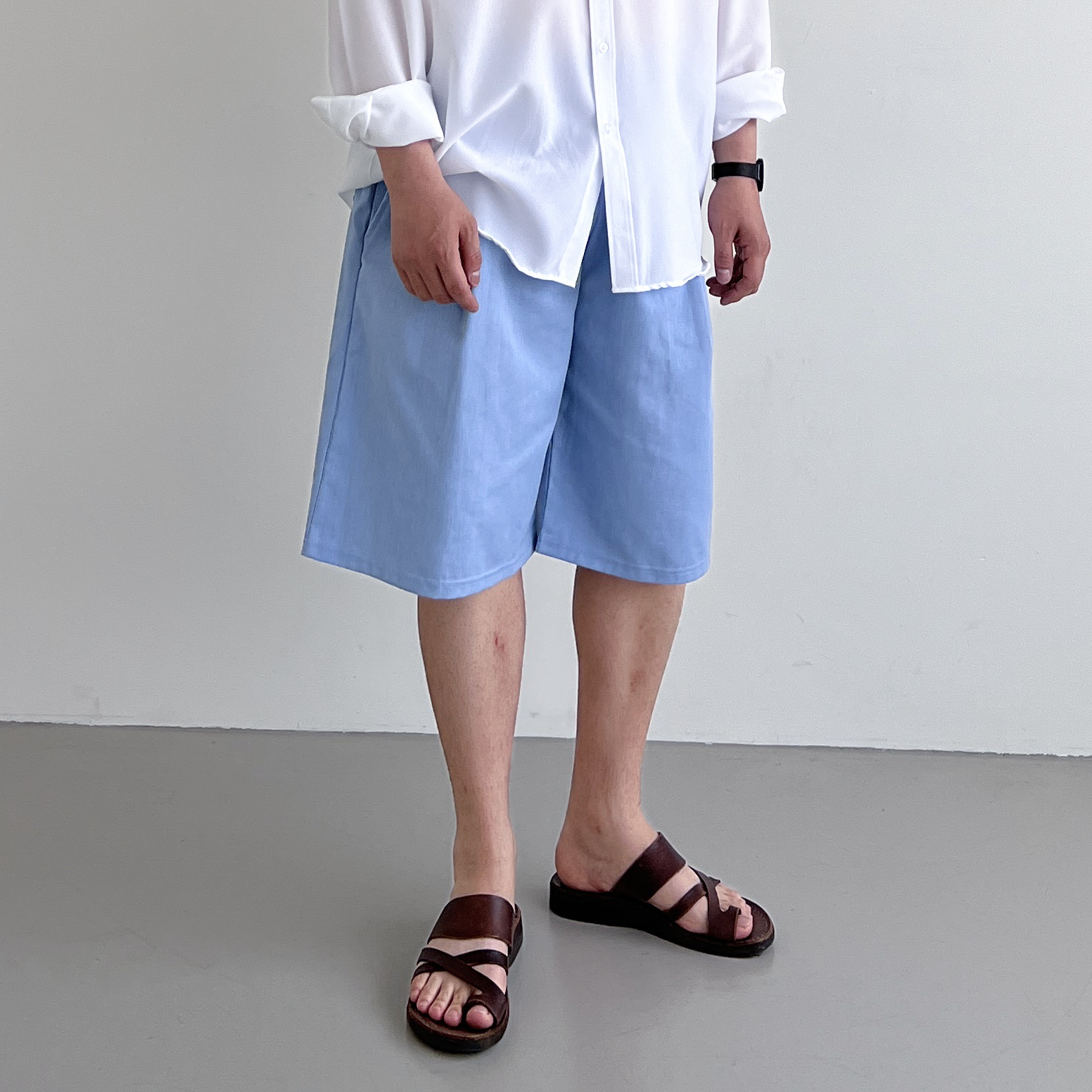 남자버뮤다팬츠 6부반바지 와이드반바지 - 상세 이미지 4