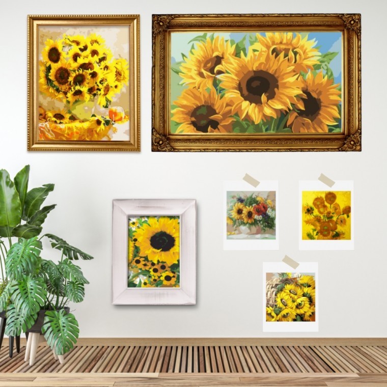 DIY 유화그리기세트 돈들어오는 해바라기 그림 27종 모음유화그리기 명화그리기 DIY용품 방콕 액자 벽걸이 그림그리기 색칠놀이 풍경그리기 해바라기