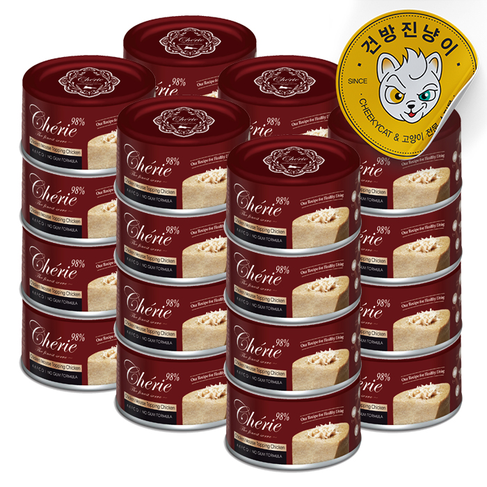 쉐리 레드라벨 고양이 습식캔 98% 닭고기 무스, 80g, 24개 - 상품 이미지