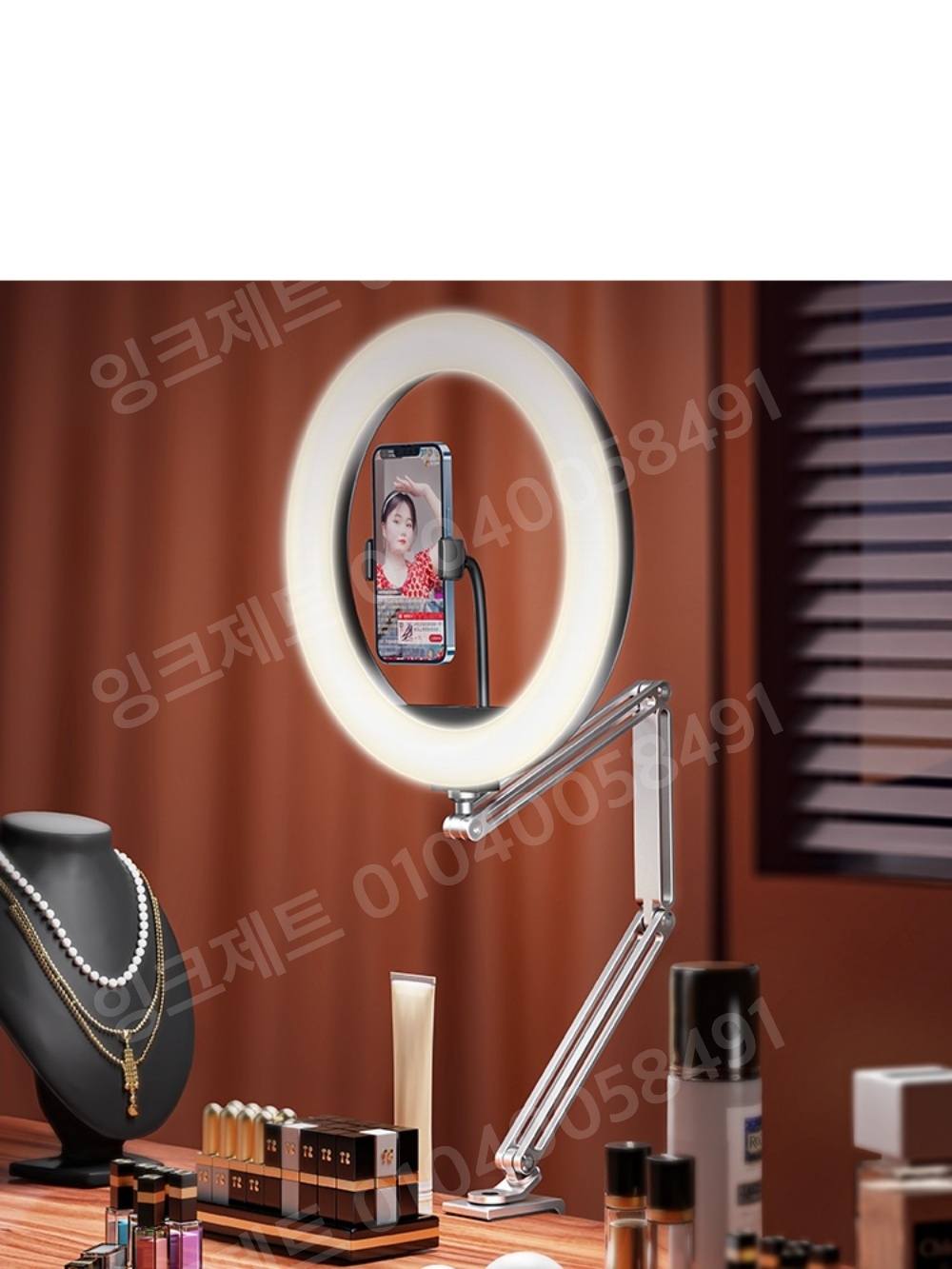 사진촬영조명 책상 고정 클램프 홀더 링 원형 지속광 - 상품 이미지