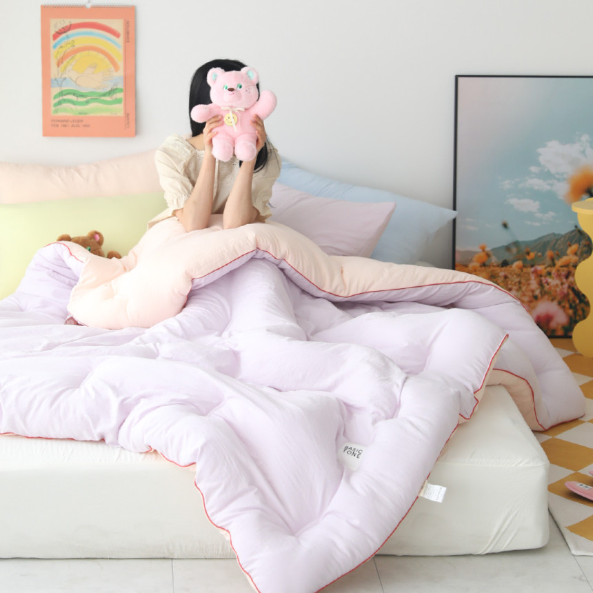 사계절 차렵이불 이음선없는 광폭 세미 스트라이프 옥수수솜 침구 SS