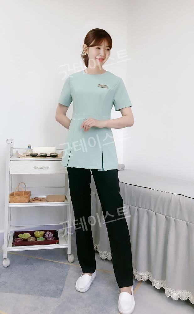 미용실 헤어샵 마사지샵 뷰티샵 반영구 유니폼 근무복 반팔 에스테틱 피부관리사 단체복 작업복 - 상세 이미지 5