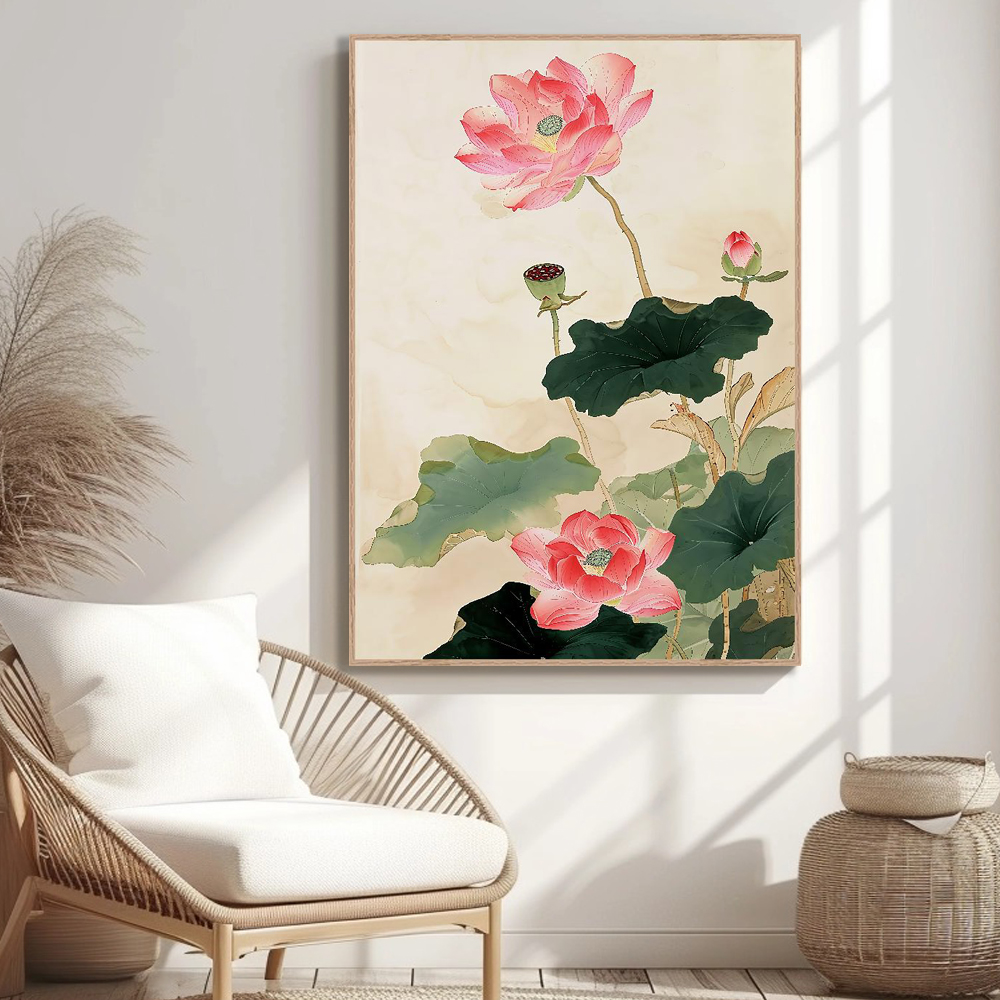 연꽃의서정 A1 59.4X84.1cm 무광골드 알루미늄액자 연꽃그림 - 상세 이미지 2