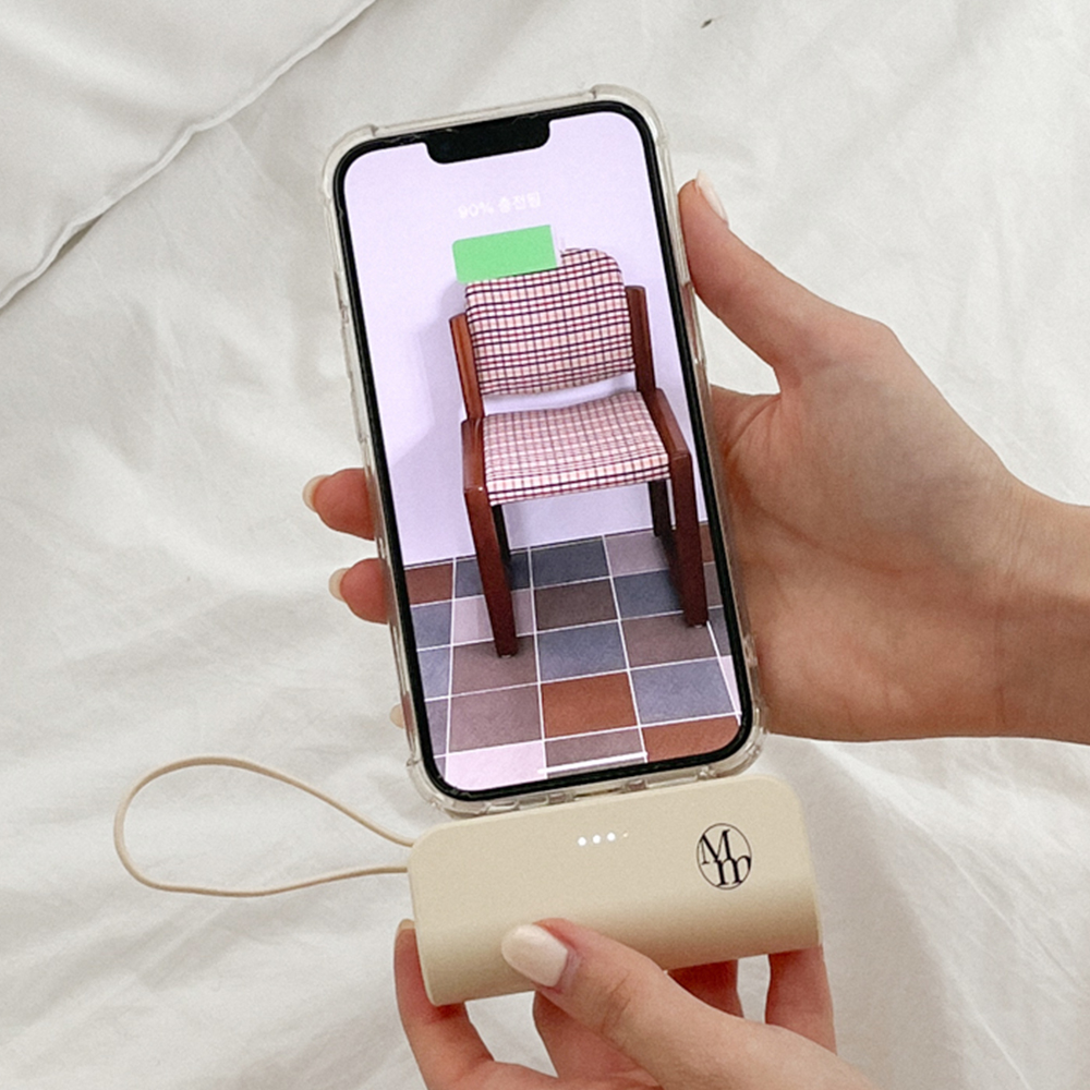 [mm] 베이직 디자인 베이지 도킹형 보조배터리 아이폰 갤럭시 미니 5000mAh - 상세 이미지 4