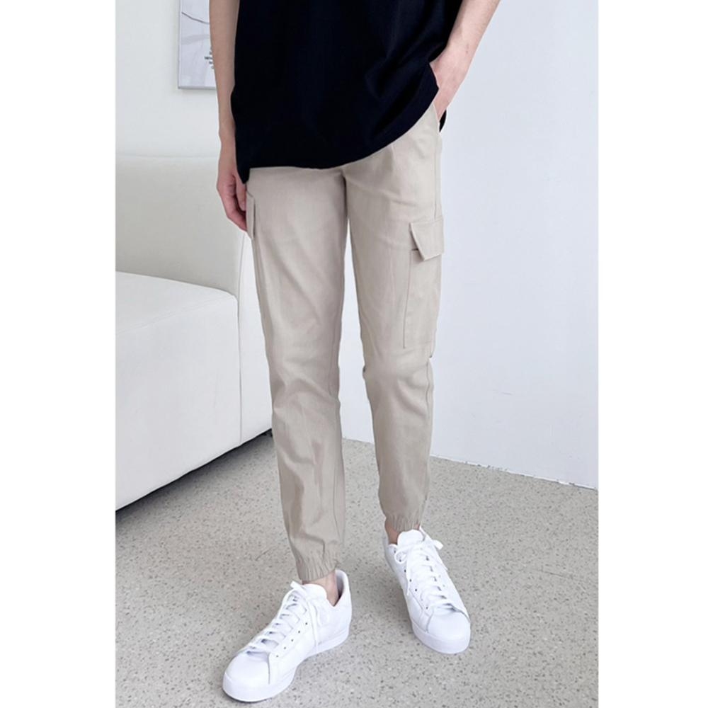 조그팬츠 남자 여름용 조거 얇은 조커 카고 린넨 마 바지 - 상세 이미지 4