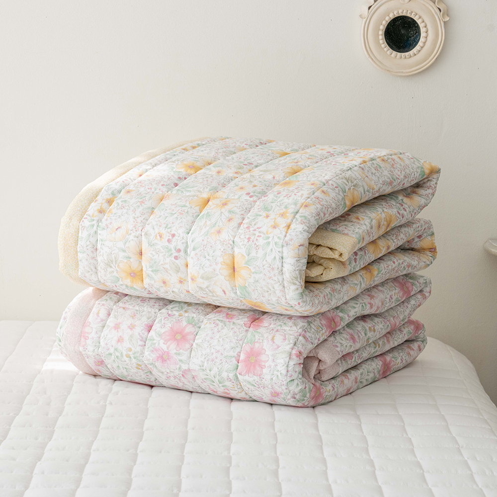 송화침장 모달패드 매트리스 고정밴드 플라워패턴 퀸 침대패드