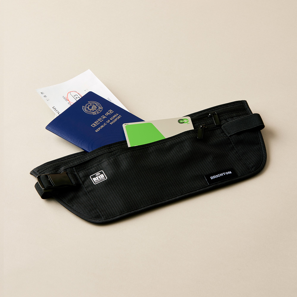 브라이튼 RFID차단 허리 안전 복대 해외 여행 도난 방지 안티스키밍 허리 지갑
