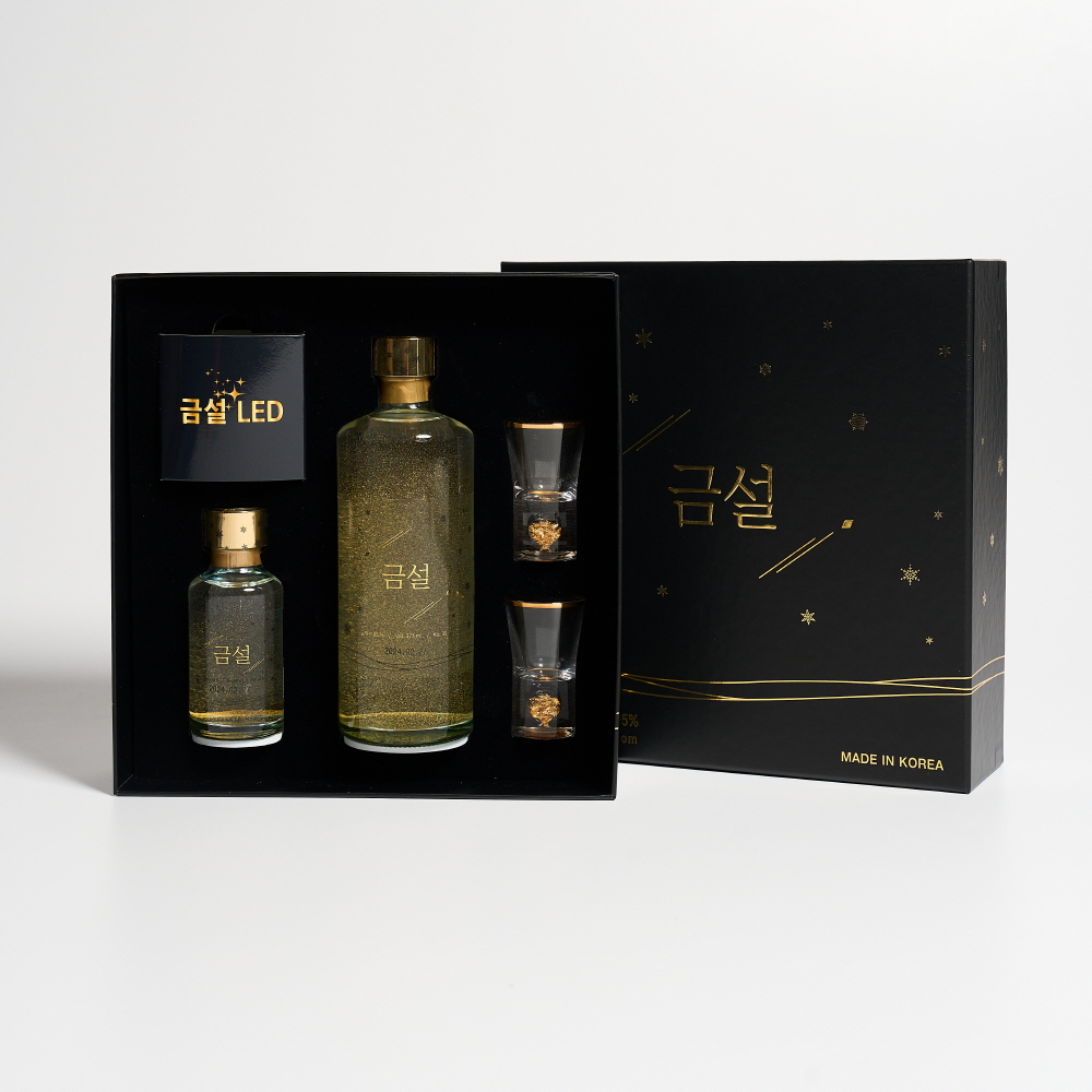금설 35도 선물세트 375ml, 80ml 미니어쳐 (잔 2개 포함) - 상세 이미지 4
