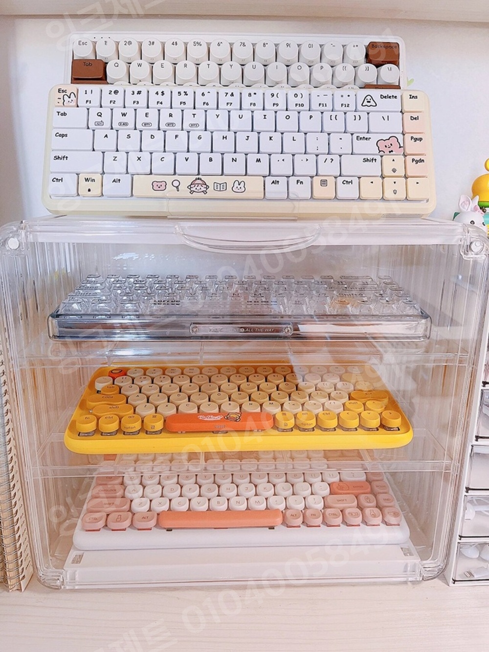 키보드 진열대 스탠드 받침대 투명 수집 트레이 방진 - 상세 이미지 3
