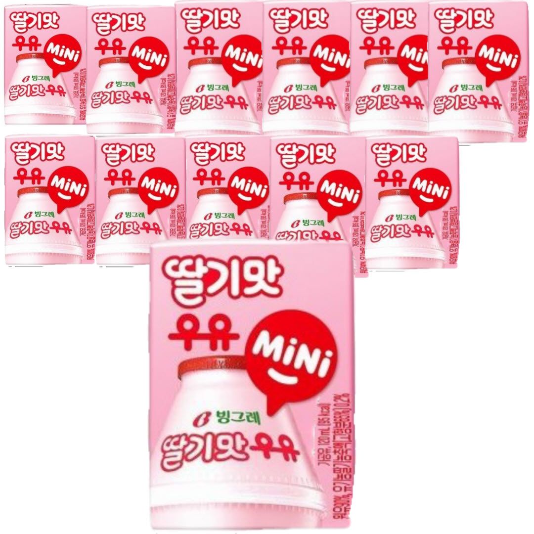 빙그레 멸균우유 미니 혼합2종 120ml (딸기맛+바나나맛 ) 각12입 총24팩 : 파스퇴르365