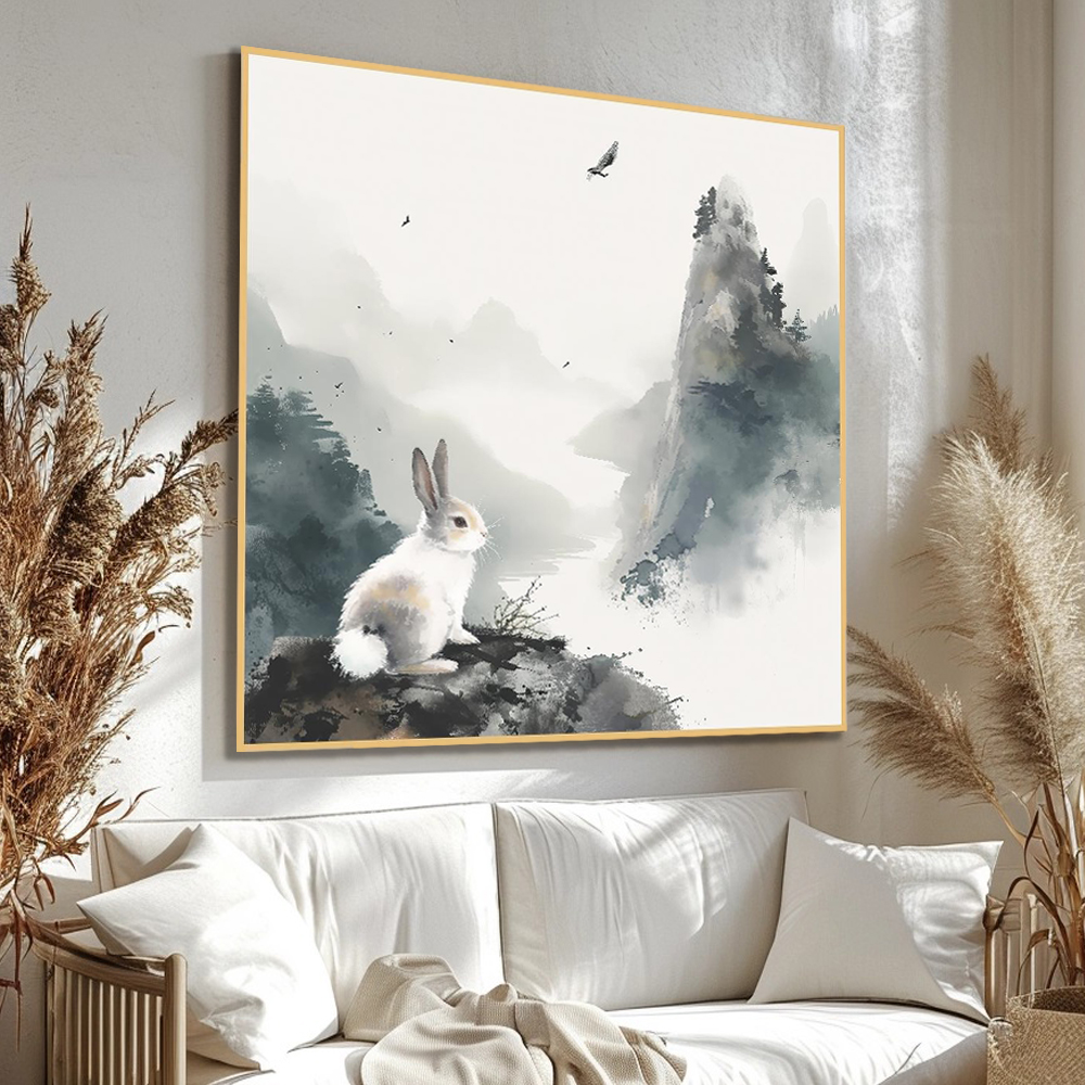 쥐 (자) 80x80cm 무광블랙 알루미늄액자 십이간지그림 - 상세 이미지 4