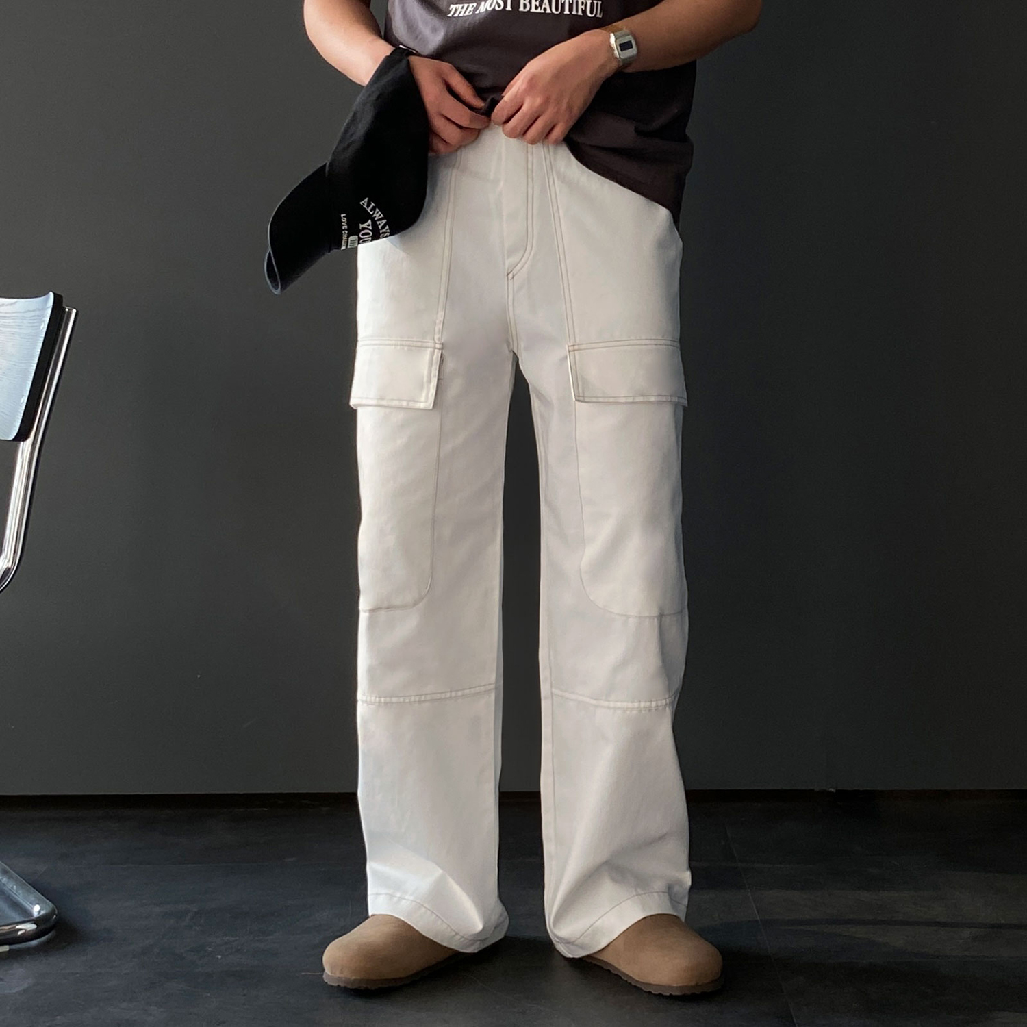 남자와이드팬츠 남자카고바지 카펜터팬츠 - 상품 이미지