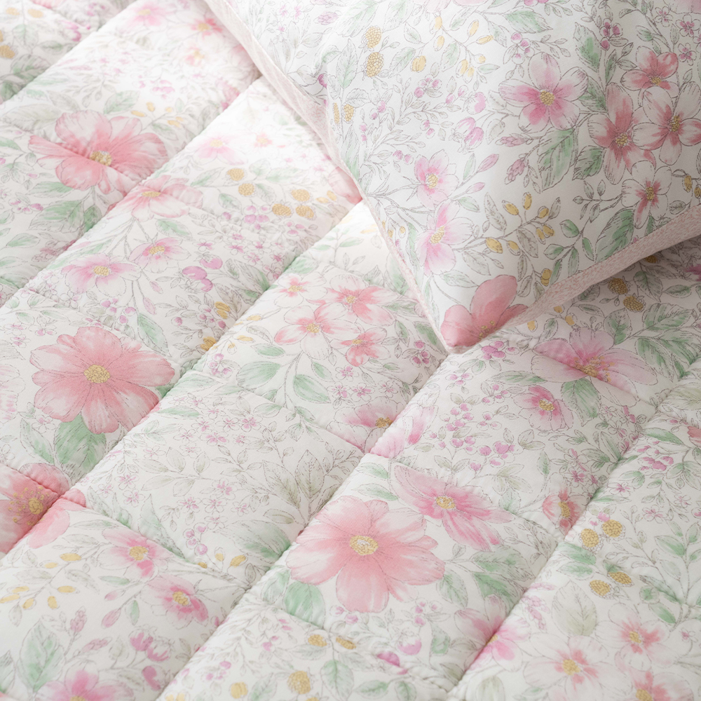 송화침장 모달패드 매트리스 고정밴드 플라워패턴 퀸 침대패드