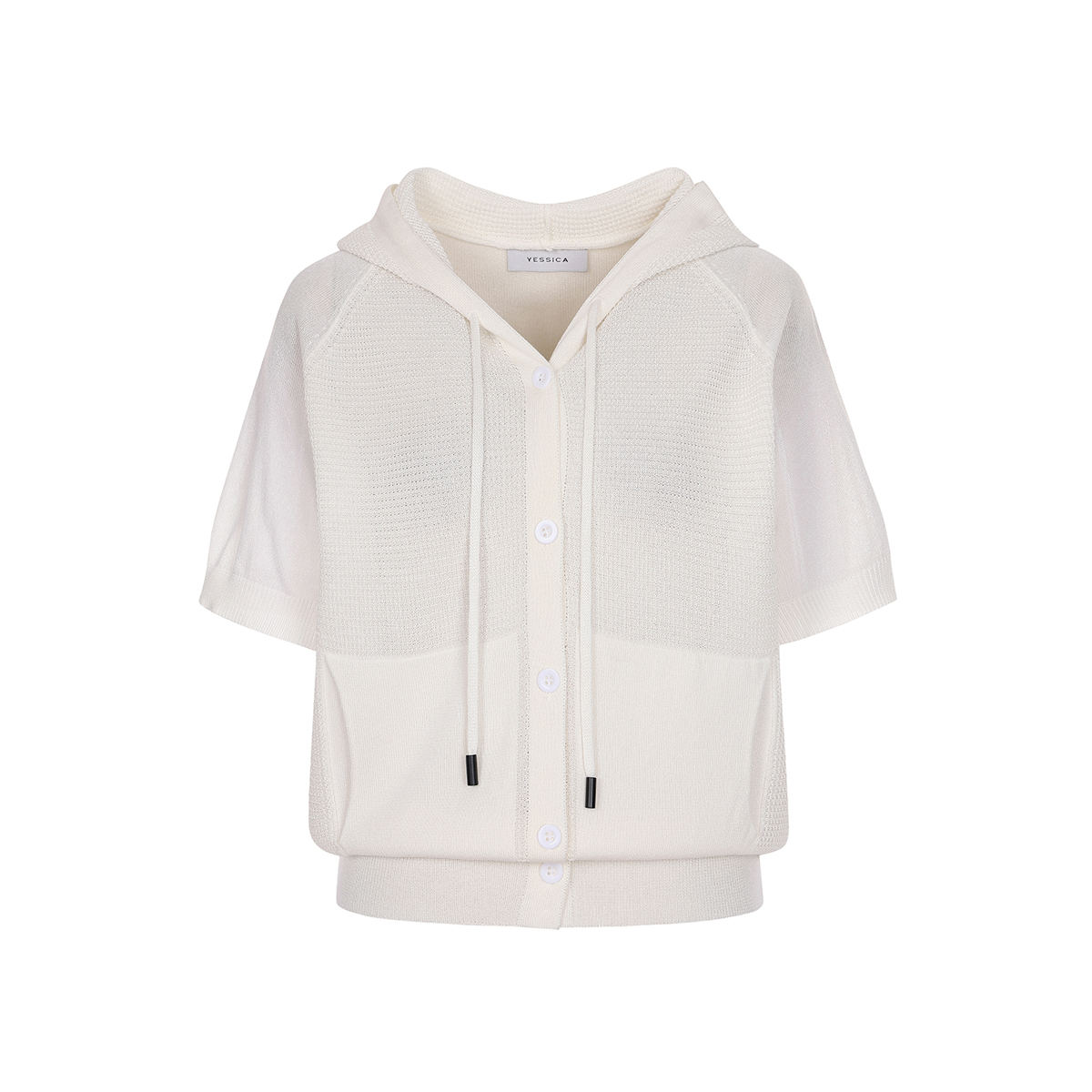 [한정수량] 예시카 썸머 비스코스 후드 스트링 반팔 니트 가디건 YI5KC005