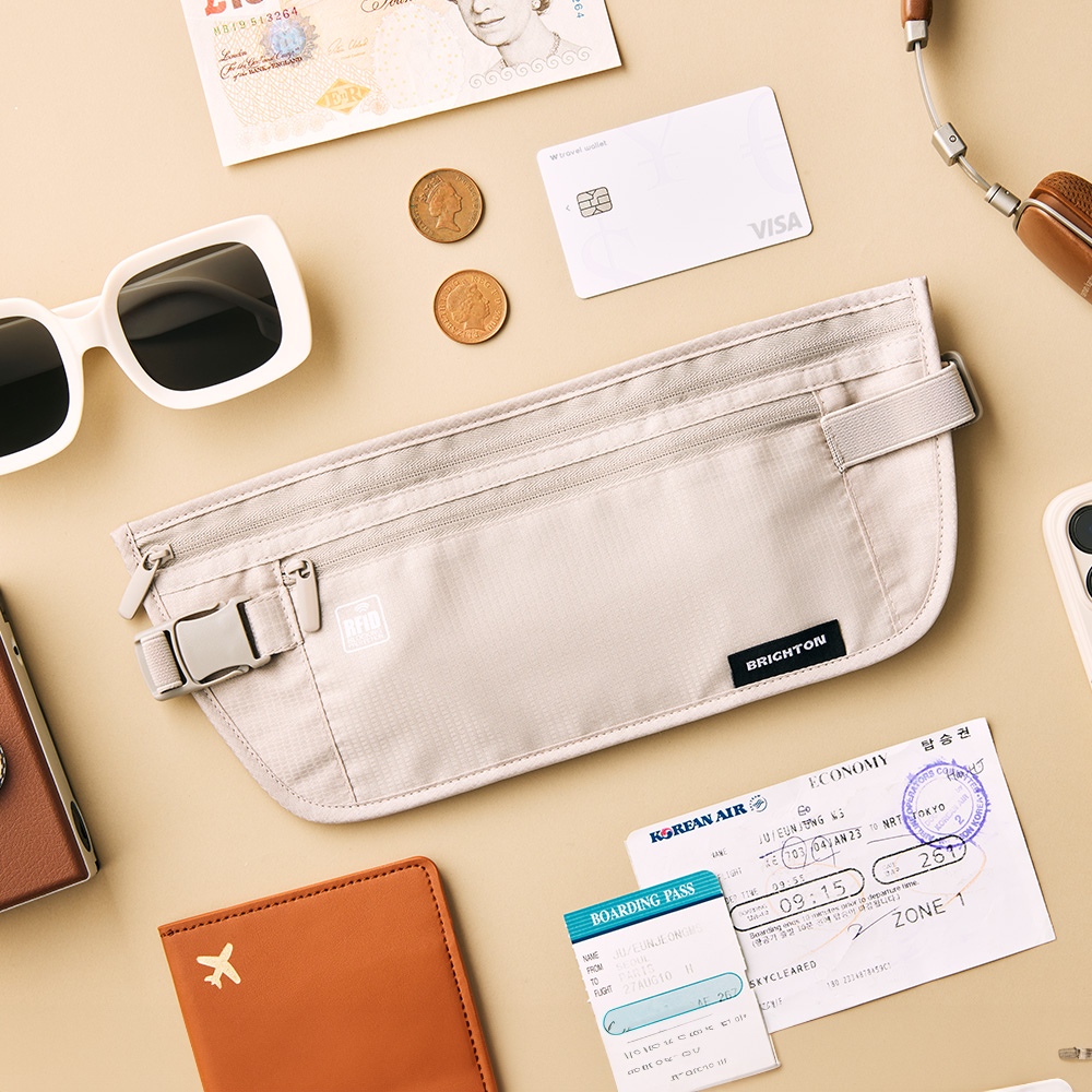 브라이튼 RFID차단 허리 안전 복대 해외 여행 도난 방지 안티스키밍 허리 지갑