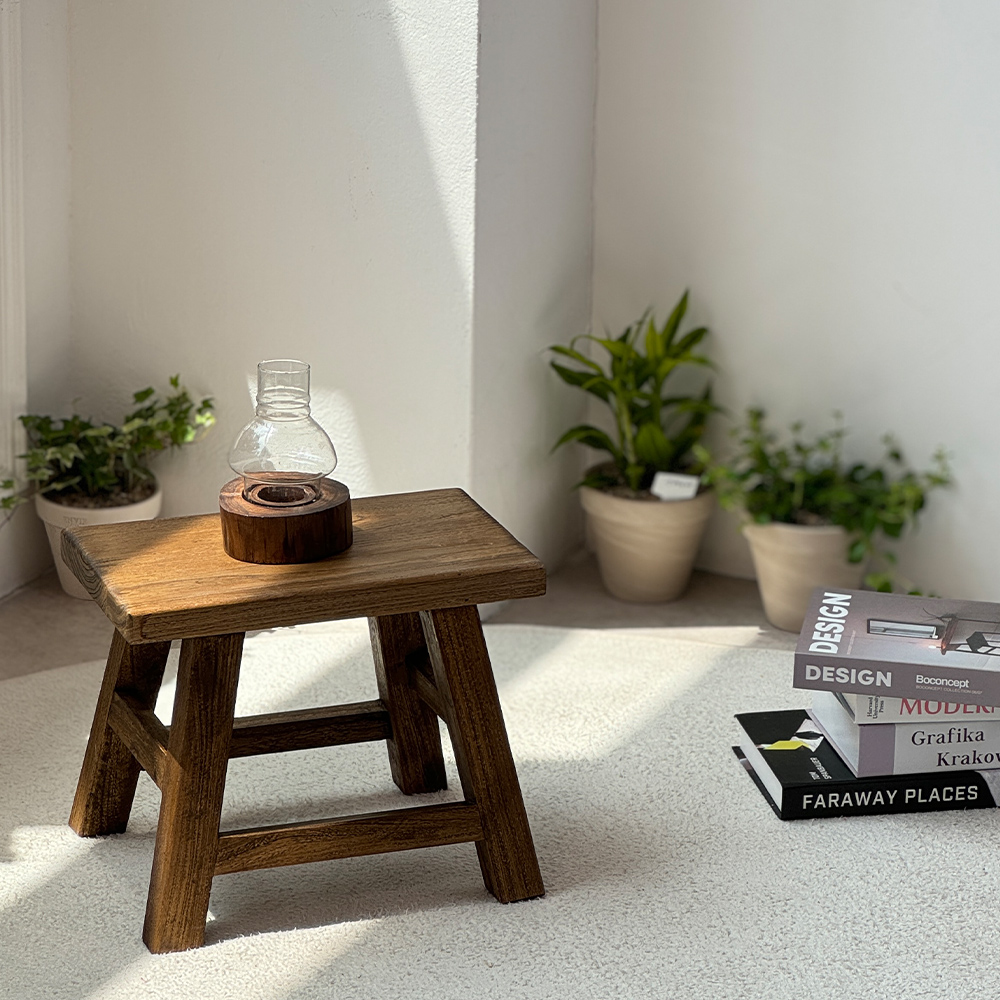 고재스툴 빈티지 원목 스툴 우드 고목나무 원형 미니 의자 화분정리 원형스툴
