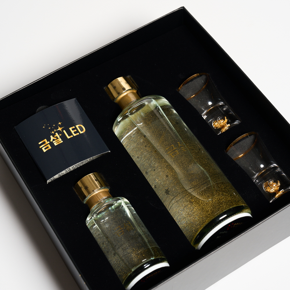 금설 35도 선물세트 375ml, 80ml 미니어쳐 (잔 2개 포함) - 상세 이미지 2