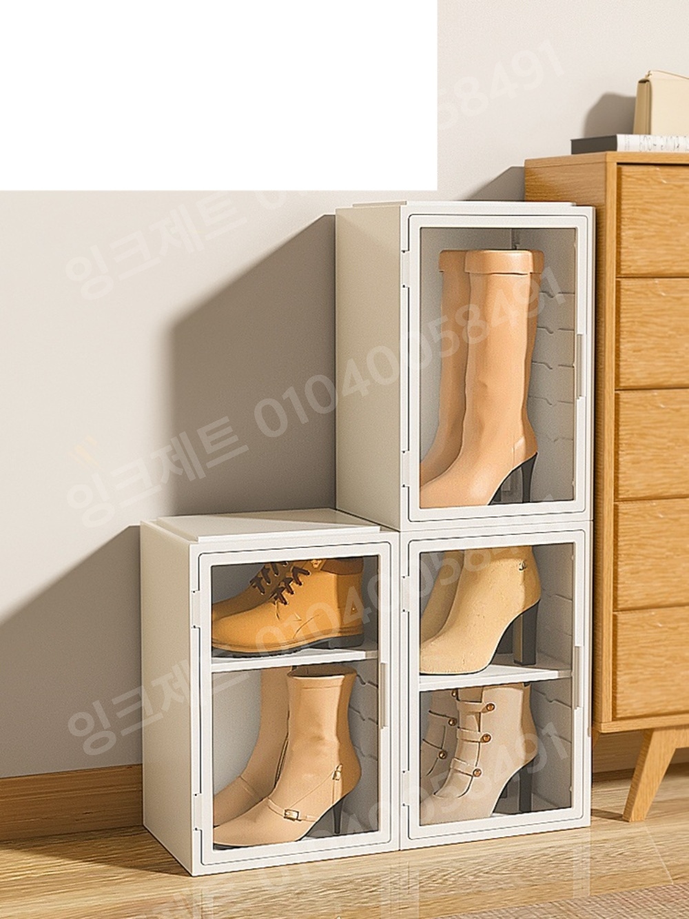 부츠 신발장 등산화 조립식 플라스틱 대용량 수납장 - 상품 이미지