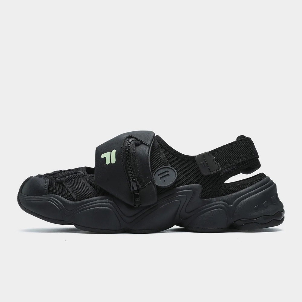 FILA 휠라 퓨전 파우치 샌들 우먼스 트리플 블랙 - 상세 이미지 2