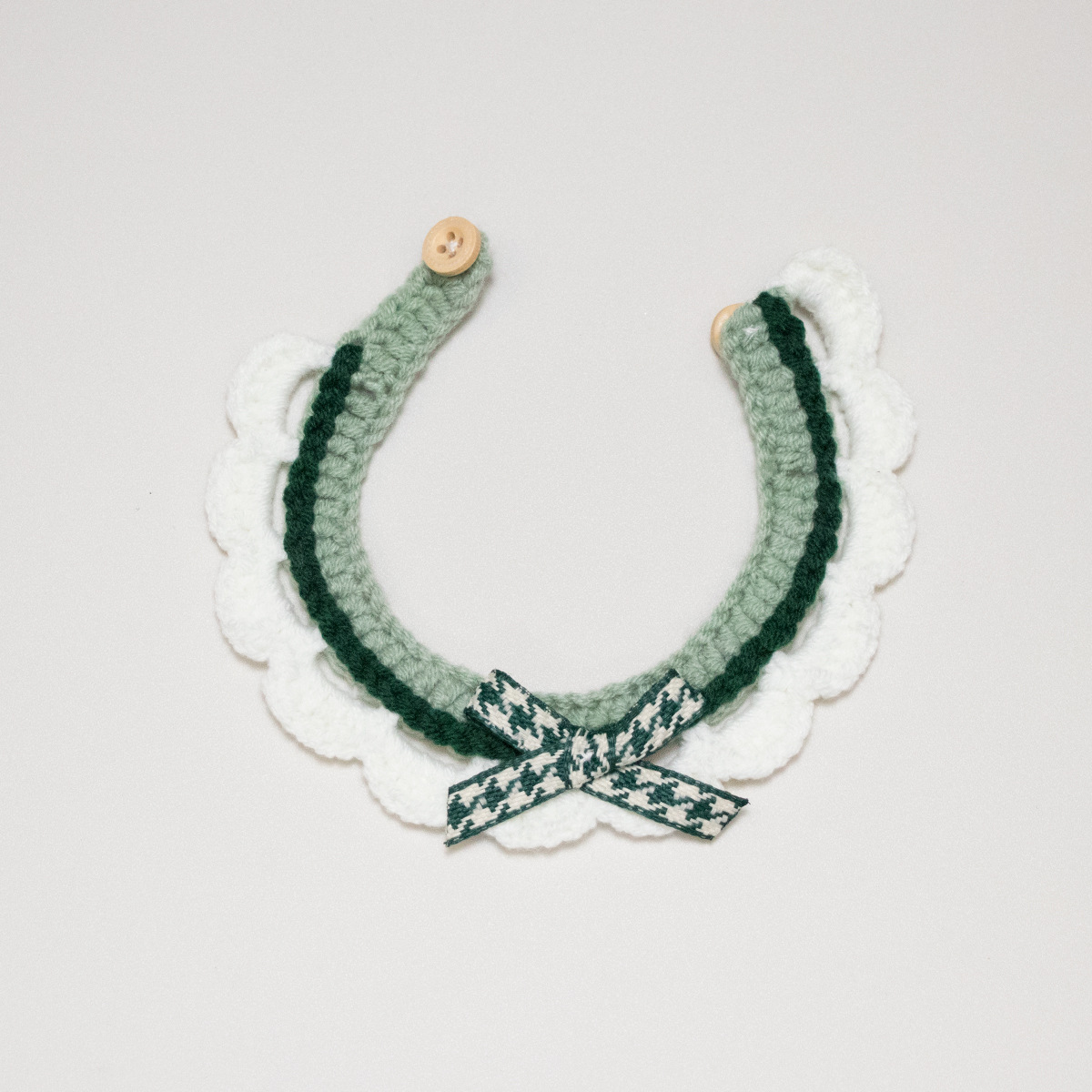 [1+1] 리본 체크 핸드메이드 뜨개질 귀여운 강아지 고양이 토끼 목도리 목걸이 고양이 니트목걸이