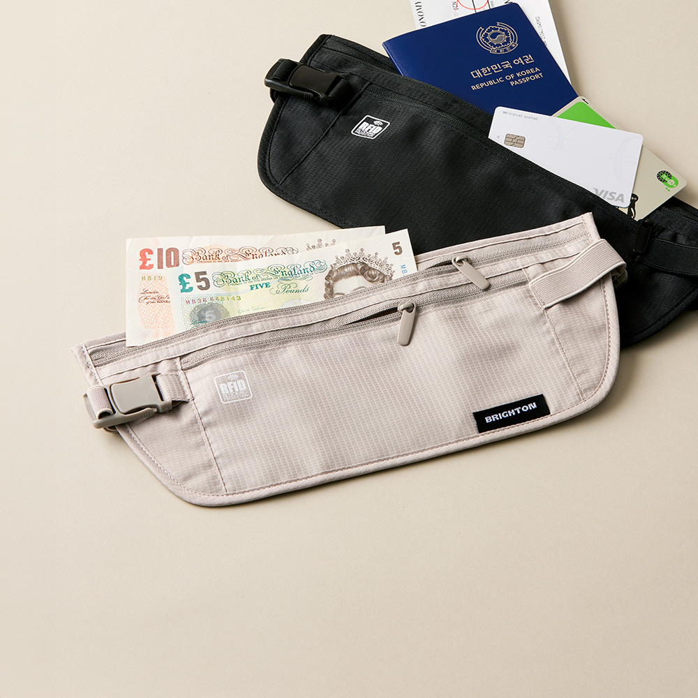 브라이튼 RFID차단 허리 안전 복대 해외 여행 도난 방지 안티스키밍 허리 지갑