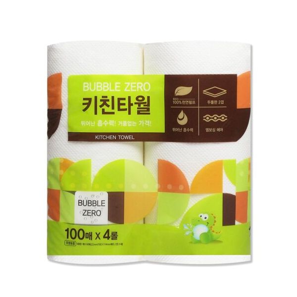 휴지 키친타월 버블제로 키친타올 100매 4롤 : 천그루의 미니샵