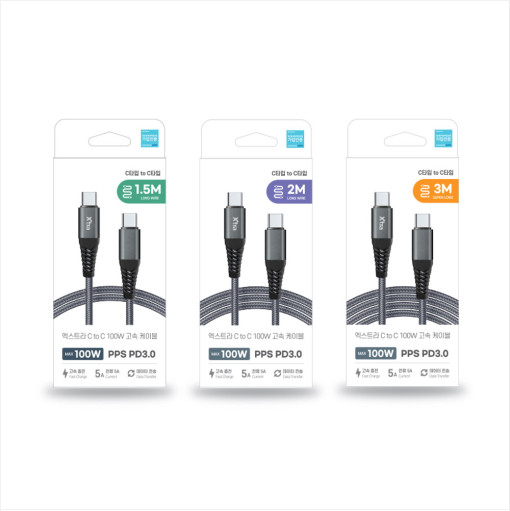 100W C to C 타입 초고속 고속 충전 케이블 단선보호 - 상세 이미지 3