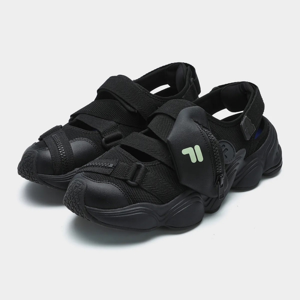 FILA 휠라 퓨전 파우치 샌들 우먼스 트리플 블랙 - 상세 이미지 3
