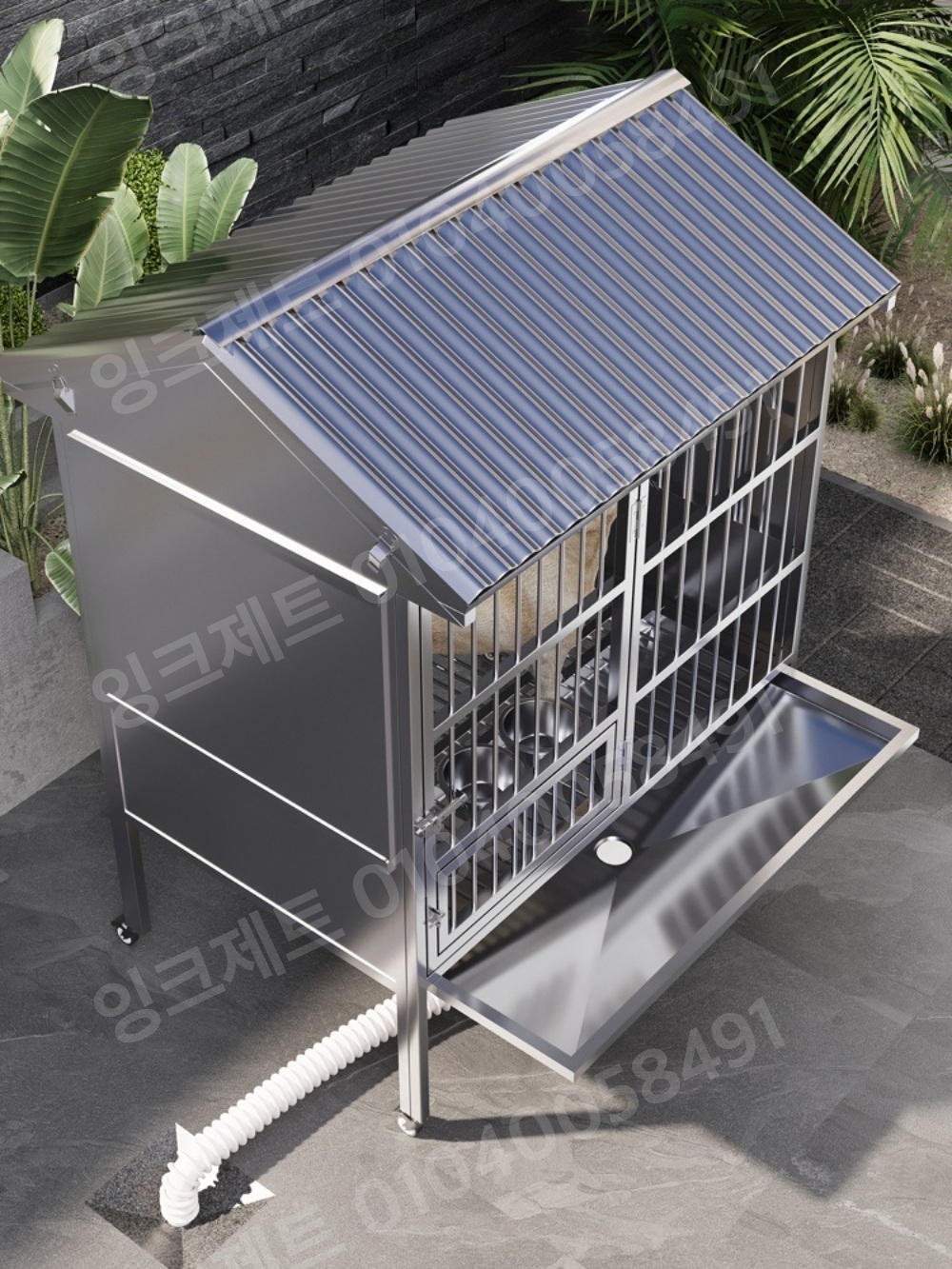 대형 개집 스테인레스 배수 리트리버 케이지 사육장 펜스 - 상세 이미지 5